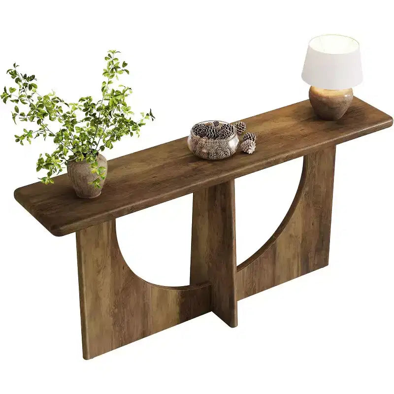 Lantine 71-Inch Long Console Table, Farmhouse Entryway Table with Sturdy Geometric Frame, Sofa Table Behind The Couch for Living Room, Rustic Brown