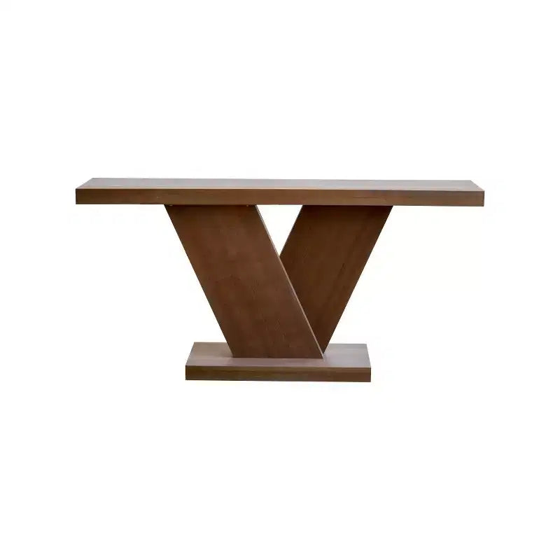 66 Modern Console Table with Solid Wood Veneer Finish, Mid-Century Narrow Sofa Table, V-Shaped Leg Entryway Table for Living Room-Panipeachy