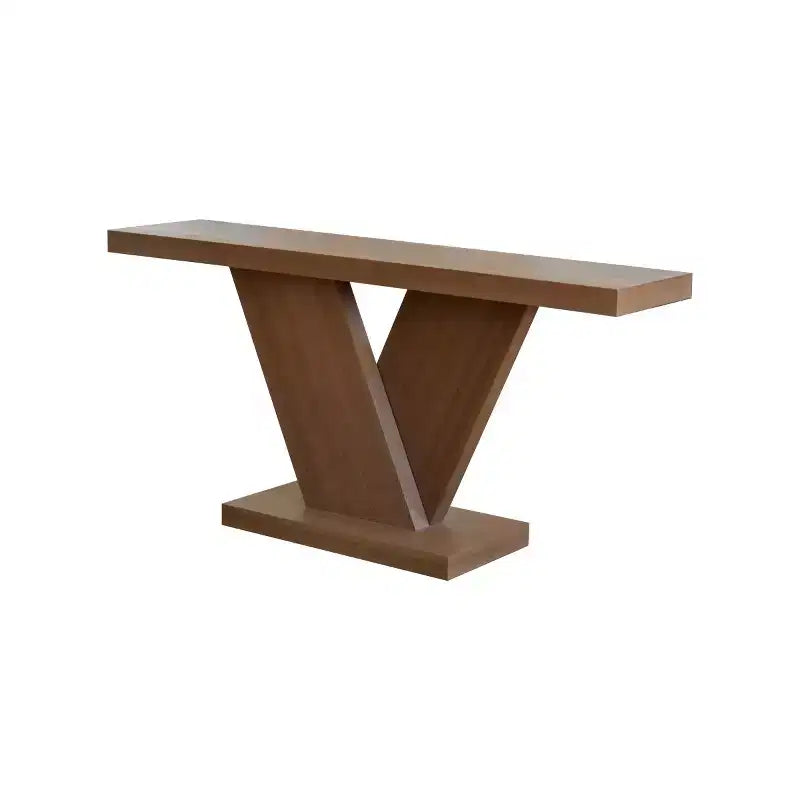 66 Modern Console Table with Solid Wood Veneer Finish, Mid-Century Narrow Sofa Table, V-Shaped Leg Entryway Table for Living Room-Panipeachy