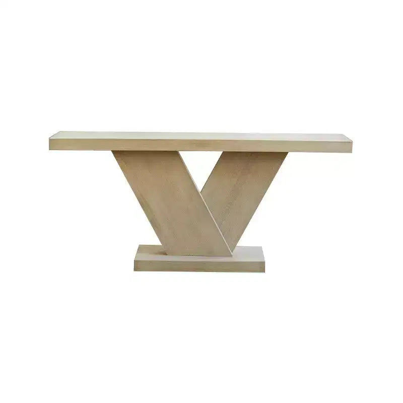 66 Modern Console Table with Solid Wood Veneer Finish, Mid-Century Narrow Sofa Table, V-Shaped Leg Entryway Table for Living Room-Panipeachy