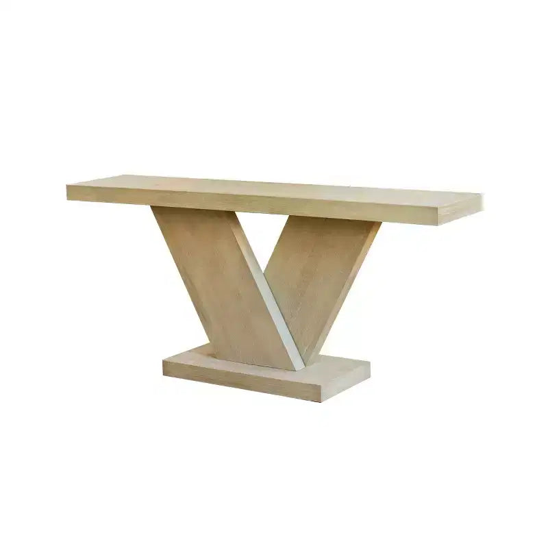 66 Modern Console Table with Solid Wood Veneer Finish, Mid-Century Narrow Sofa Table, V-Shaped Leg Entryway Table for Living Room-Panipeachy