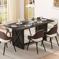 MooxvMoo 70.9 Wooden Dining Table for 6-8 People, Farmhouse Rectangular Kitchen Table, Rustic Grey Dining Room Furniture for Restaurant & Living Room
