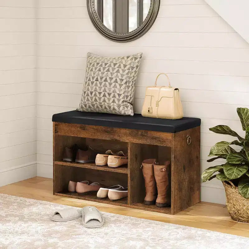 ACOINEL Shoe Storage Bench with Padded Cushion, Entryway Bench with Flip-Open Storage & Adjustable Shelf, Hidden Compartment Shoe Rack