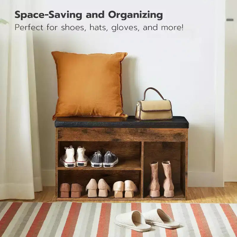 ACOINEL Shoe Storage Bench with Padded Cushion, Entryway Bench with Flip-Open Storage & Adjustable Shelf, Hidden Compartment Shoe Rack