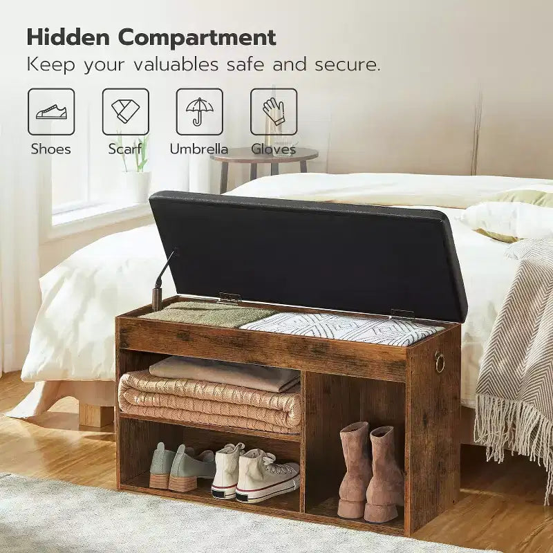 ACOINEL Shoe Storage Bench with Padded Cushion, Entryway Bench with Flip-Open Storage & Adjustable Shelf, Hidden Compartment Shoe Rack