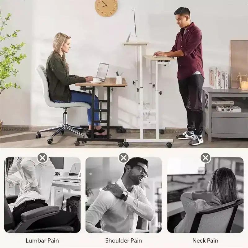 Adjustable Height Wood Computer Desk, Portable Desk, Foldable, for Bedroom, Bedside