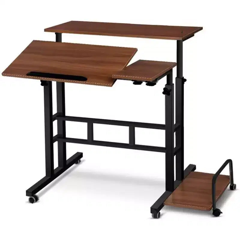 Adjustable Height Wood Computer Desk, Portable Desk, Foldable, for Bedroom, Bedside