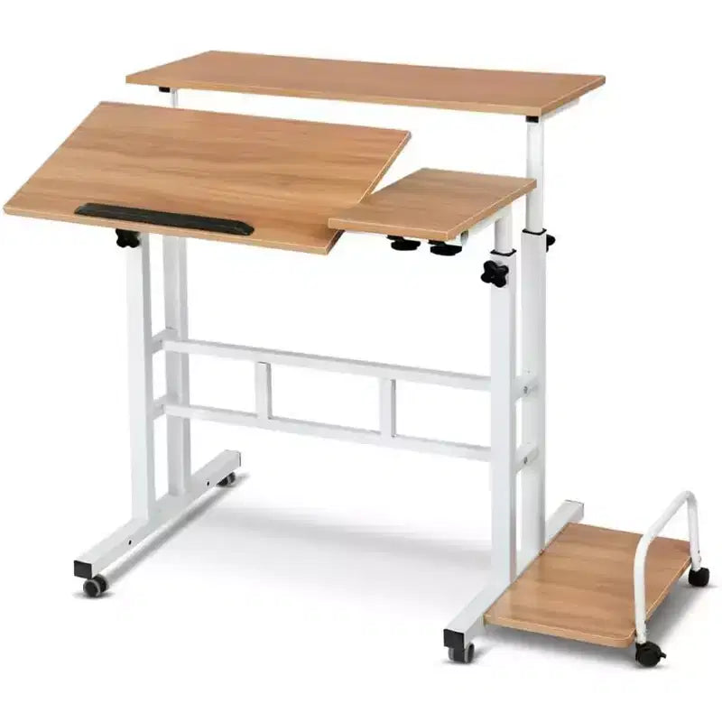 Adjustable Height Wood Computer Desk, Portable Desk, Foldable, for Bedroom, Bedside