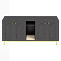 KOLIGEY Black Litter Box Enclosure with Storage Cabinet - Large Capacity, Double Magnetic Door Design, Built-in Scratching Pad