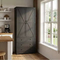 Garvee 72'' Tall Kitchen Pantry Cabinet, Freestanding Tall Cupboard Storage Cabinet with 3 Drawers, Large Farmhouse Pantries for Living Room, Kitchen