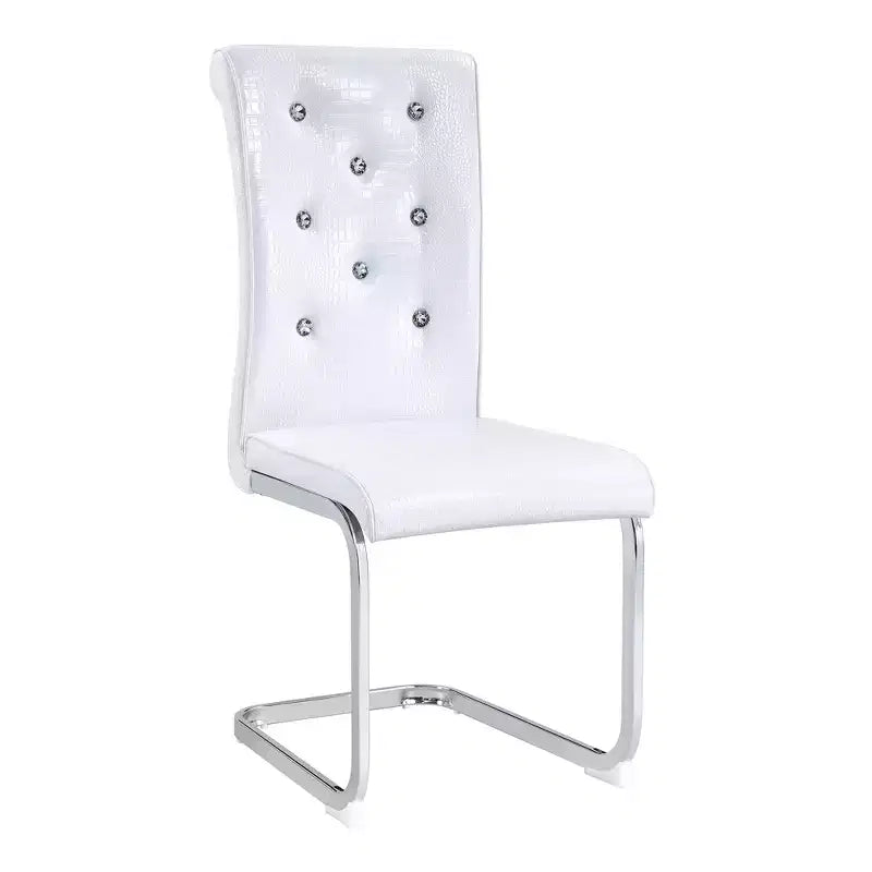 Set of 2 Retro Alligator Skin Upholstered Dining Chairs with Electroplated Metal Legs