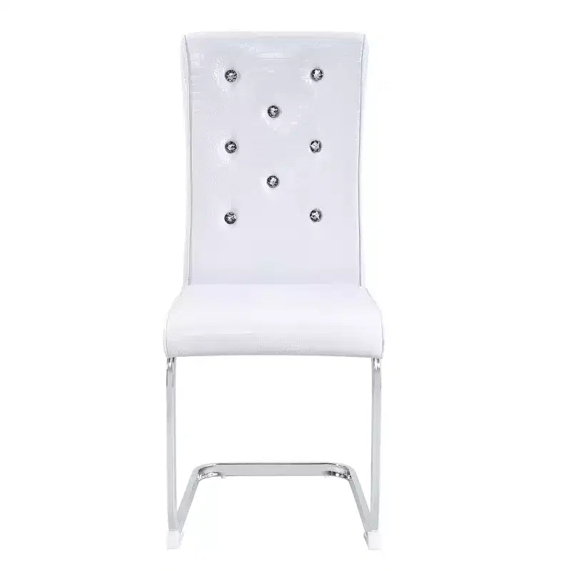 Set of 2 Retro Alligator Skin Upholstered Dining Chairs with Electroplated Metal Legs