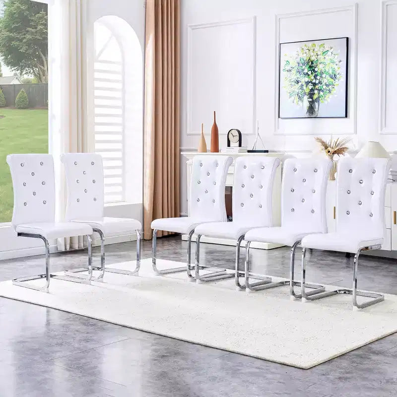 Set of 2 Retro Alligator Skin Upholstered Dining Chairs with Electroplated Metal Legs