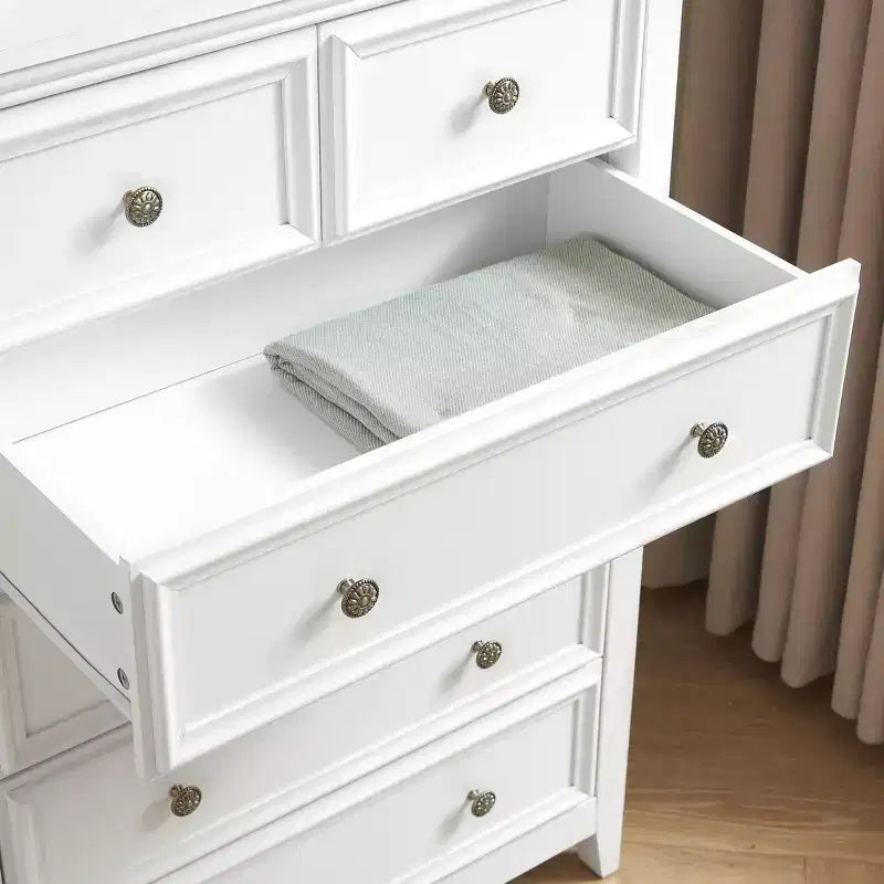 Modern 6 Drawer Dresser with Vintage Carved Flower Handle, for Farmhouse Organizer