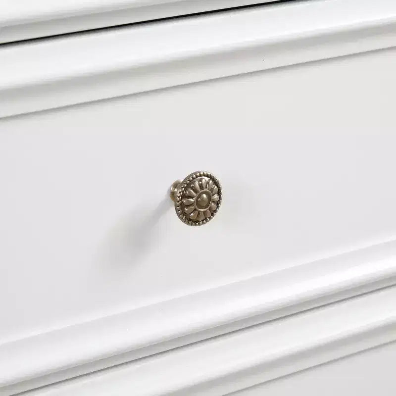 Modern 6 Drawer Dresser with Vintage Carved Flower Handle, for Farmhouse Organizer