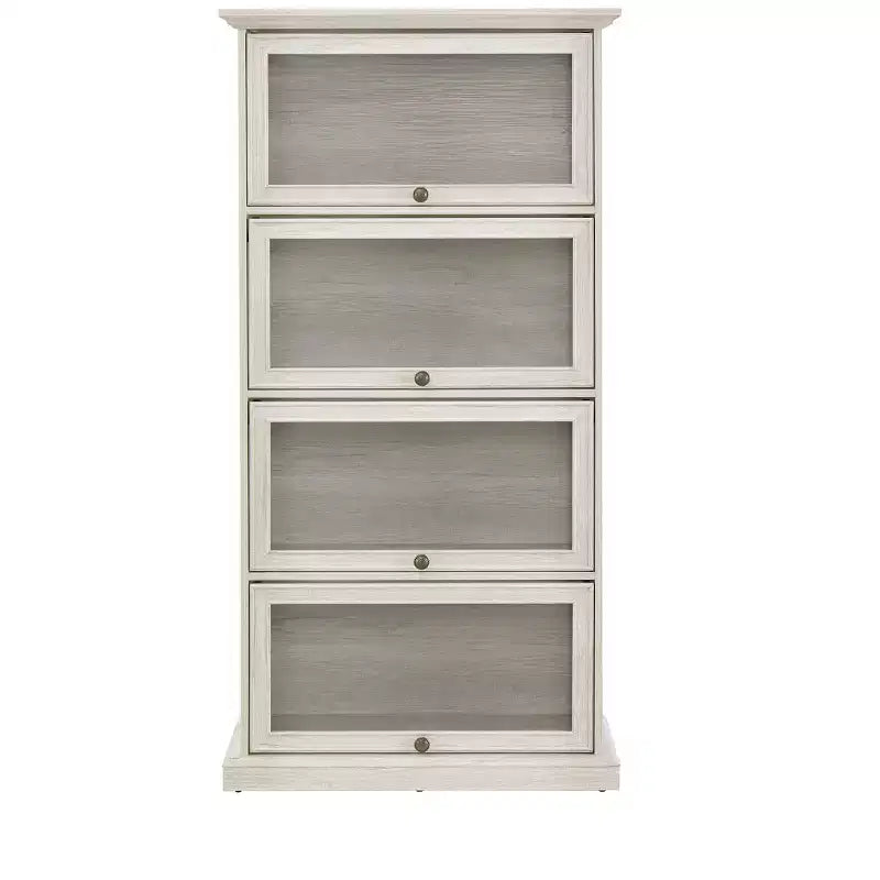 4-Tier Glass Display Cabinet with Flip-Up Doors, Tempered Glass, and Adjustable Shelves for Collectibles