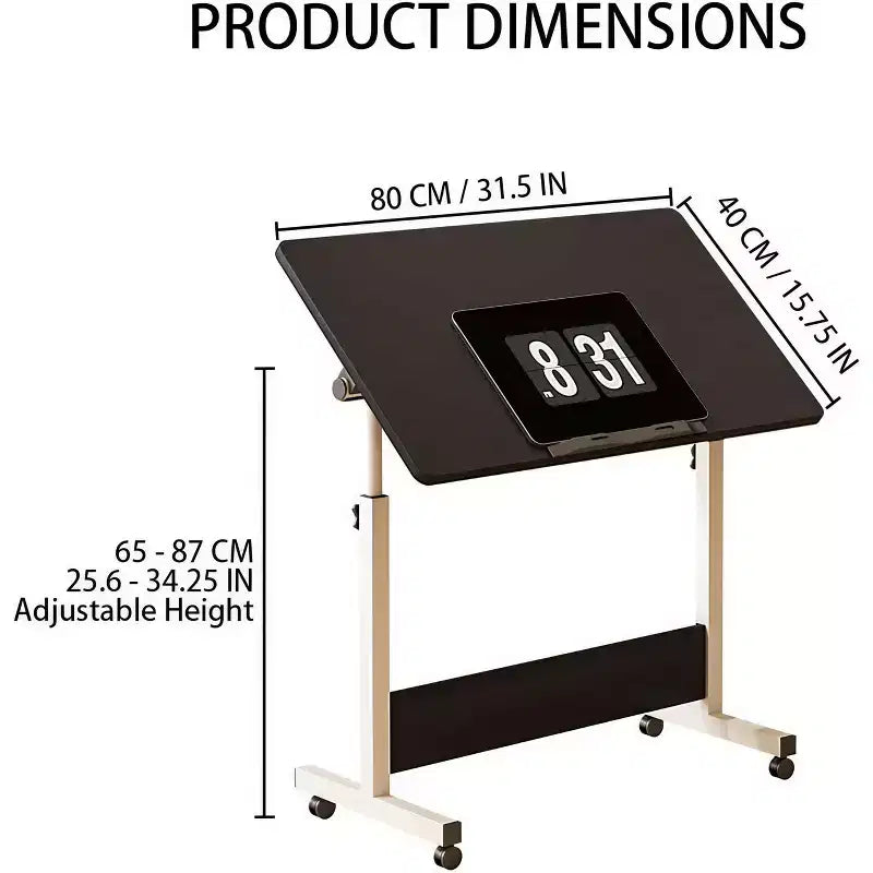 Adjustable Height Rolling Standing Desk with Wheels - Foldable Ergonomic Computer Table for Small Space Home Office