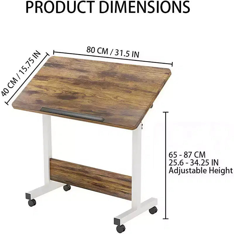 Adjustable Height Rolling Standing Desk with Wheels - Foldable Ergonomic Computer Table for Small Space Home Office