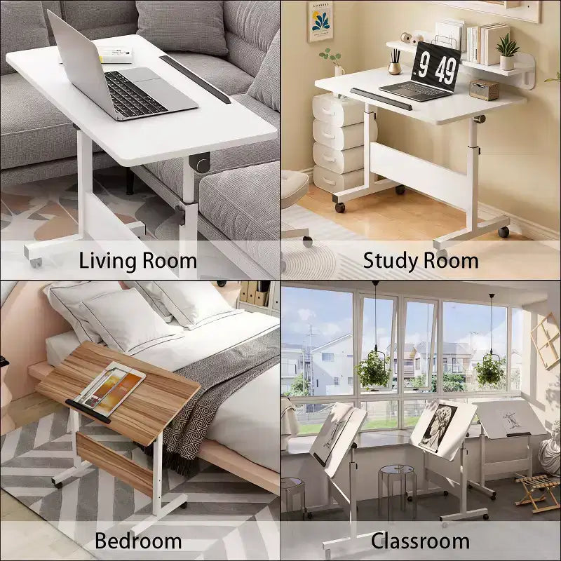 Adjustable Height Rolling Standing Desk with Wheels - Foldable Ergonomic Computer Table for Small Space Home Office