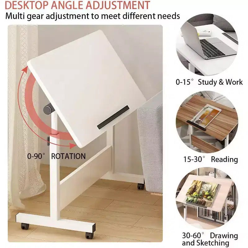 Adjustable Height Rolling Standing Desk with Wheels - Foldable Ergonomic Computer Table for Small Space Home Office