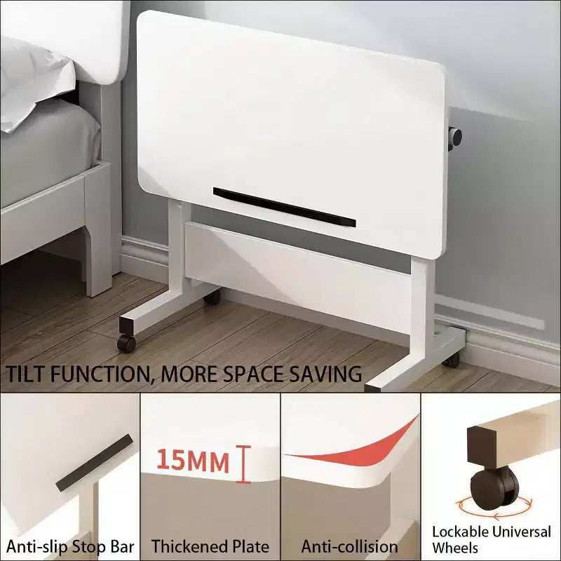 Adjustable Height Rolling Standing Desk with Wheels - Foldable Ergonomic Computer Table for Small Space Home Office