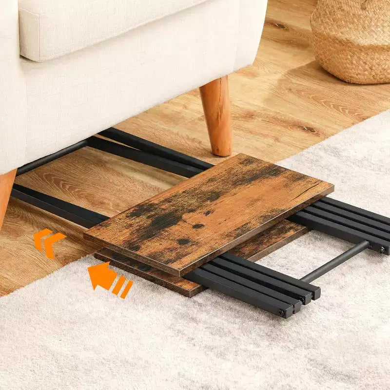 ACOINEL Folding TV Tray Table, Wooden Portable Sofa Side Table, Industrial Snack End Table for Small Spaces - Space-Saving, Easy Install & Fold