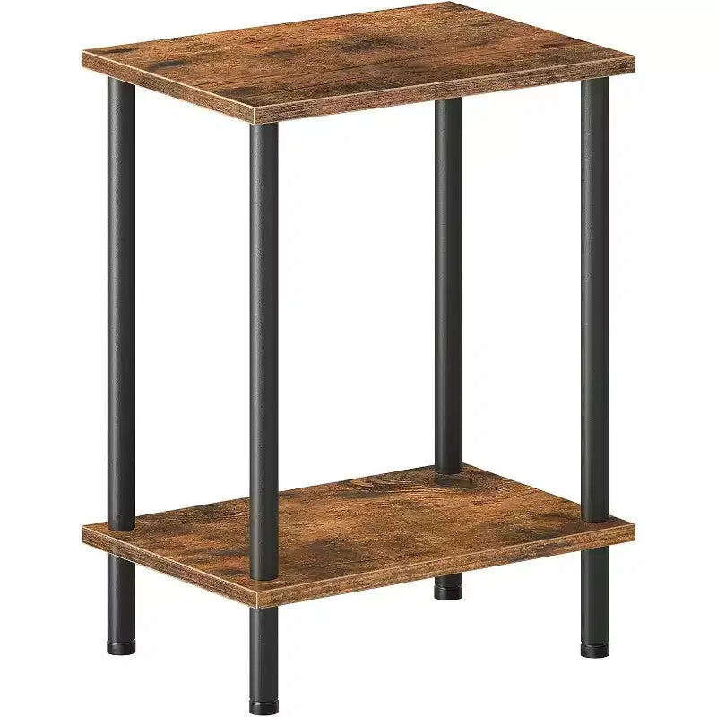 ACOINEL End Table, Small Side Table with 2-Layer Storage Shelves, Industrial Sofa Table for Small Spaces, Living Room/Bedroom
