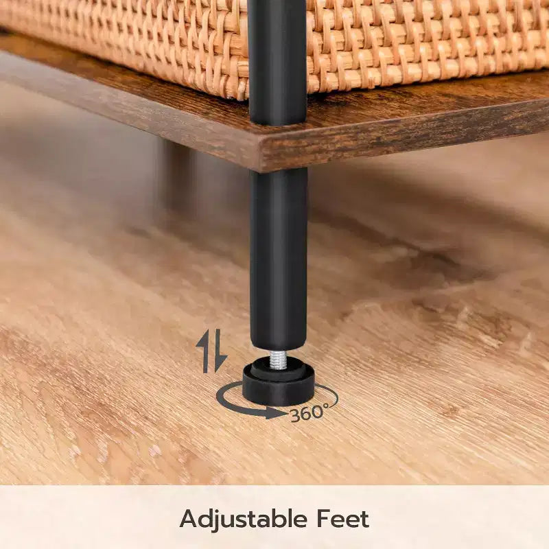 ACOINEL End Table, Small Side Table with 2-Layer Storage Shelves, Industrial Sofa Table for Small Spaces, Living Room/Bedroom