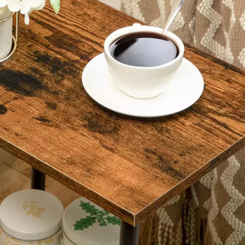 ACOINEL End Table, Small Side Table with 2-Layer Storage Shelves, Industrial Sofa Table for Small Spaces, Living Room/Bedroom