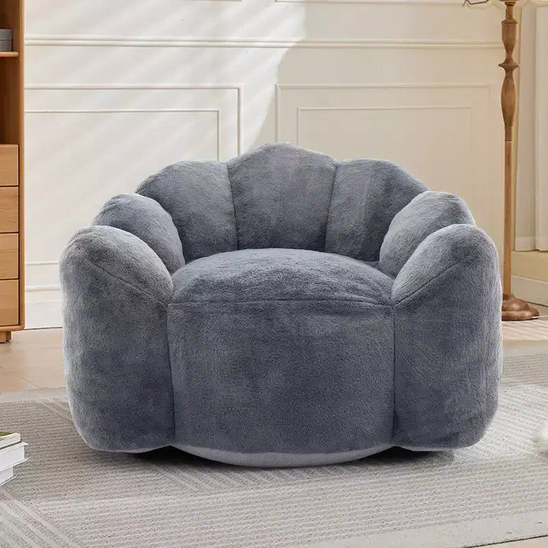 Lotus-Shaped Compression Bean Bag Chair with Handle for Adults, No Assembly, Easy Move, Floor Sofa for Living Room Bedroom