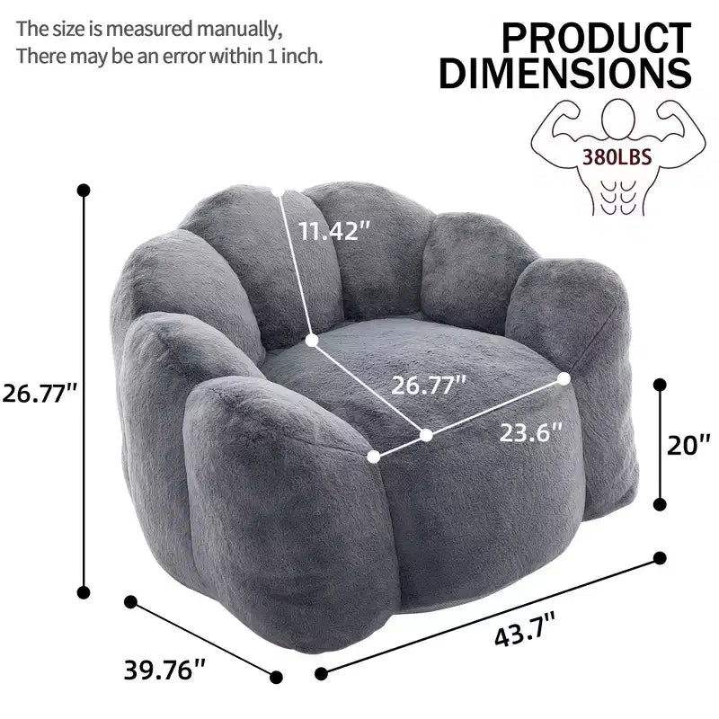 Lotus-Shaped Compression Bean Bag Chair with Handle for Adults, No Assembly, Easy Move, Floor Sofa for Living Room Bedroom
