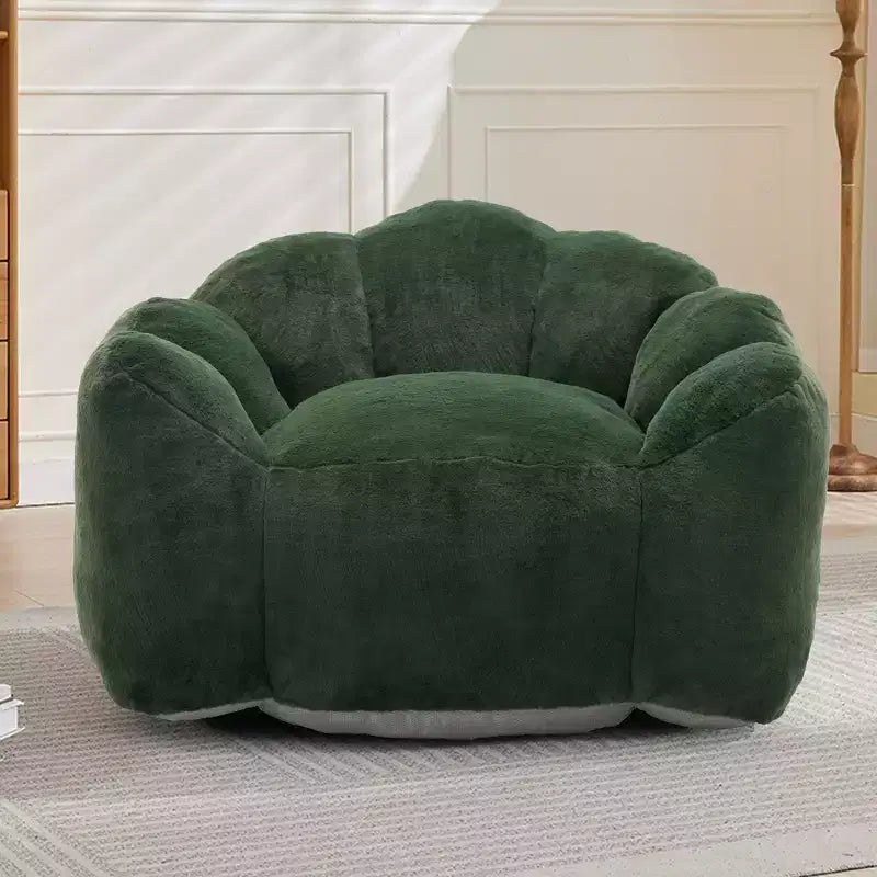 Lotus-Shaped Compression Bean Bag Chair with Handle for Adults, No Assembly, Easy Move, Floor Sofa for Living Room Bedroom