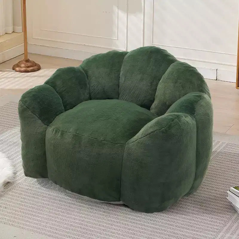 Lotus-Shaped Compression Bean Bag Chair with Handle for Adults, No Assembly, Easy Move, Floor Sofa for Living Room Bedroom