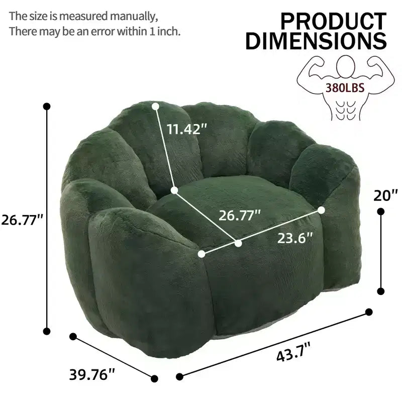Lotus-Shaped Compression Bean Bag Chair with Handle for Adults, No Assembly, Easy Move, Floor Sofa for Living Room Bedroom