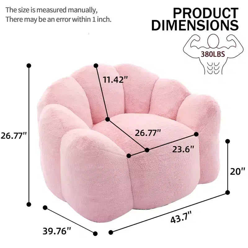 Lotus-Shaped Compression Bean Bag Chair with Handle for Adults, No Assembly, Easy Move, Floor Sofa for Living Room Bedroom