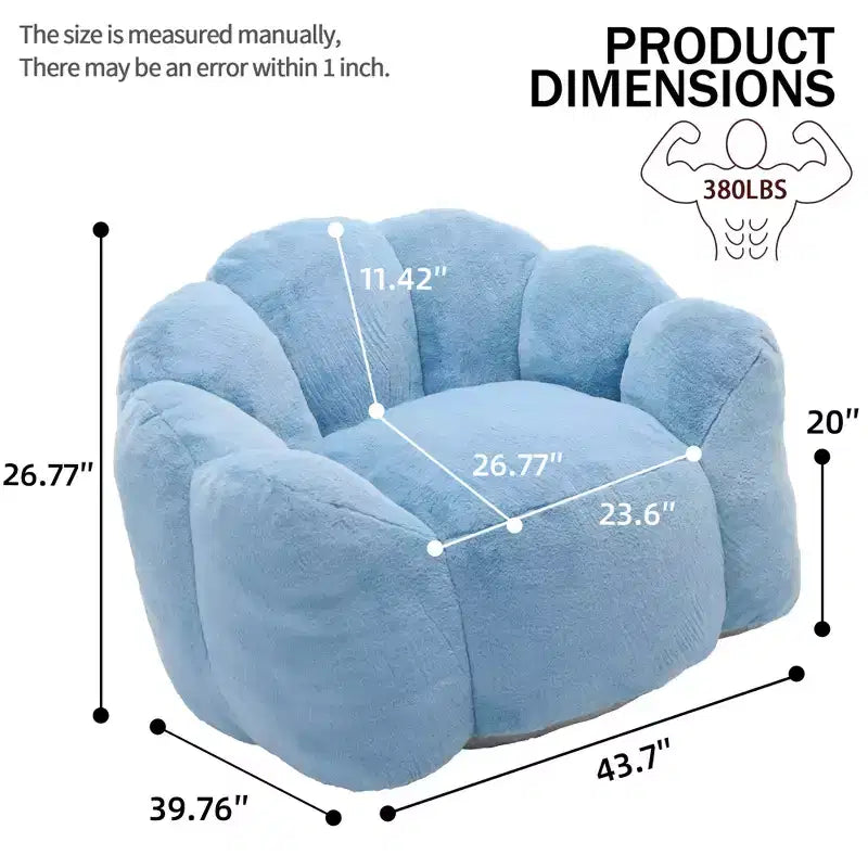 Lotus-Shaped Compression Bean Bag Chair with Handle for Adults, No Assembly, Easy Move, Floor Sofa for Living Room Bedroom