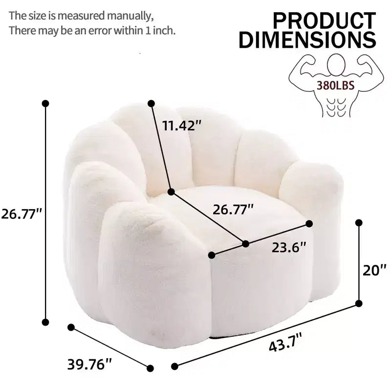 Lotus-Shaped Compression Bean Bag Chair with Handle for Adults, No Assembly, Easy Move, Floor Sofa for Living Room Bedroom