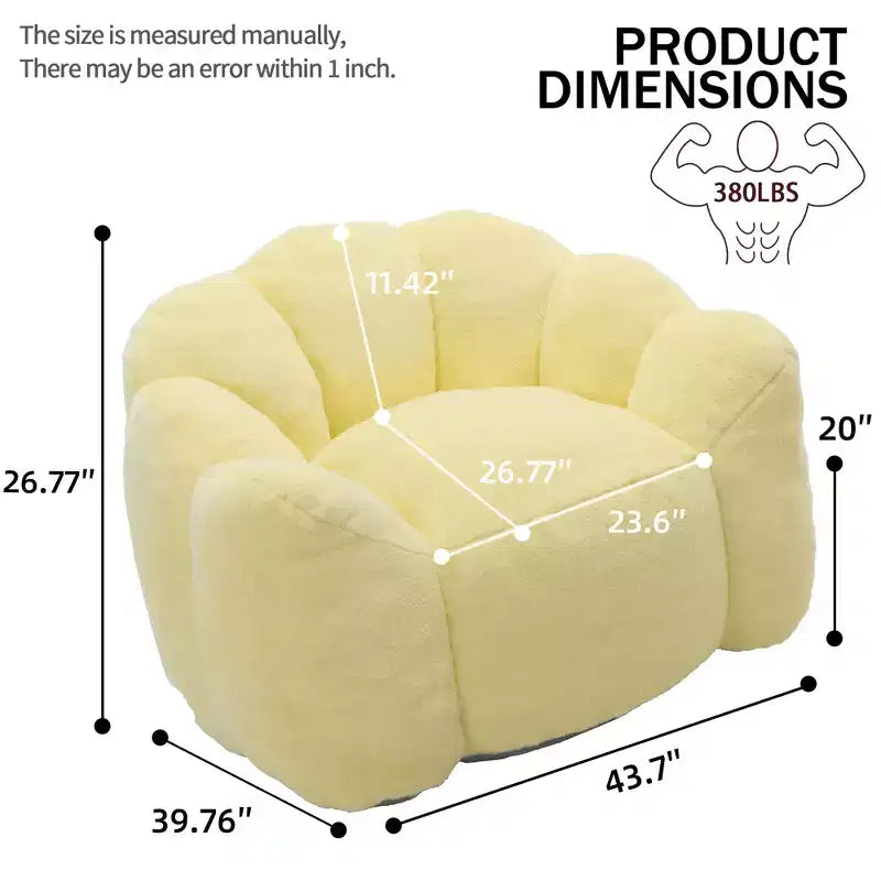 Lotus-Shaped Compression Bean Bag Chair with Handle for Adults, No Assembly, Easy Move, Floor Sofa for Living Room Bedroom