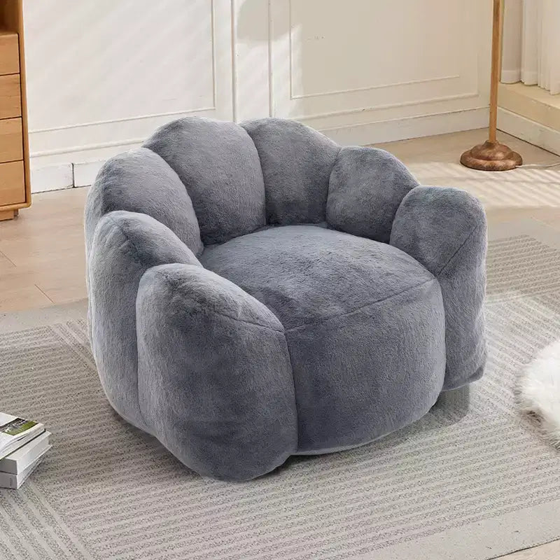 Lotus-Shaped Compression Bean Bag Chair with Handle for Adults, No Assembly, Easy Move, Floor Sofa for Living Room Bedroom
