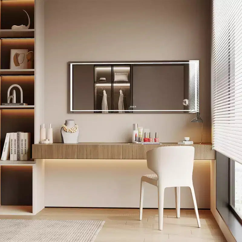 Miroir de salle de bain LED 24x32 pouces, rétroéclairage avant et arrière dimmable, 3 couleurs, mémoire, miroir mural lumineux anti-buée incassable, horizontal/vertical