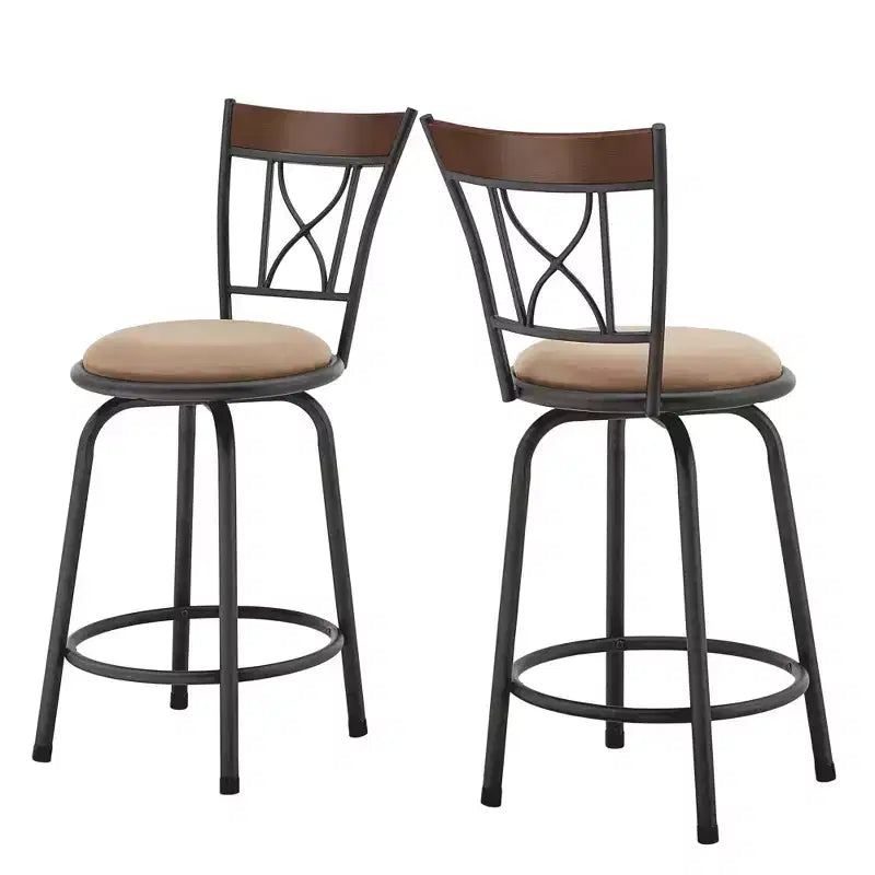 Sheen Curve X-Back Bar Stool - Set of 3 - Black/Brown - iNSPIRE Q