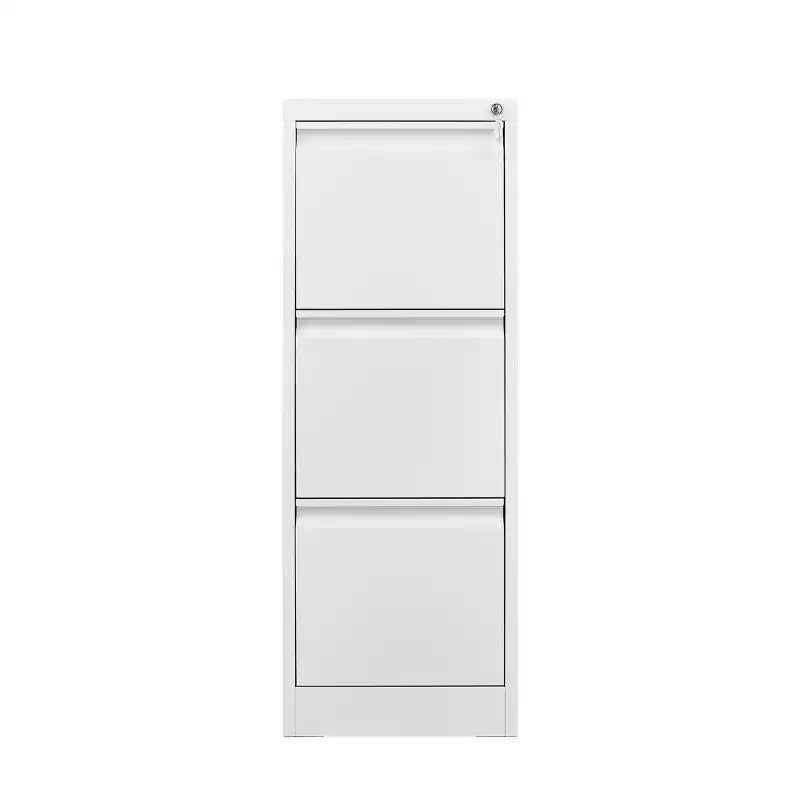 3 Drawer Vertical File Cabinet with Lock, White Metal Filing Cabinet with Drawers for Home Office, Lockable Storage Cabinet