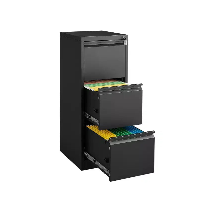 3 Drawer Vertical File Cabinet with Lock, White Metal Filing Cabinet with Drawers for Home Office, Lockable Storage Cabinet