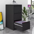 3 Drawer Vertical File Cabinet with Lock, White Metal Filing Cabinet with Drawers for Home Office, Lockable Storage Cabinet