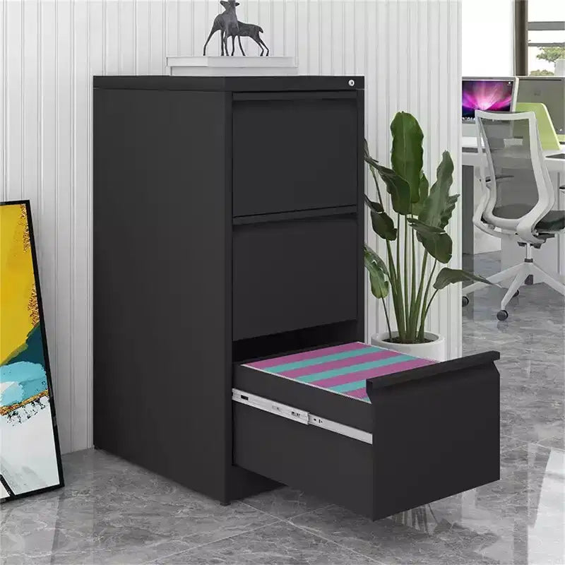 3 Drawer Vertical File Cabinet with Lock, White Metal Filing Cabinet with Drawers for Home Office, Lockable Storage Cabinet