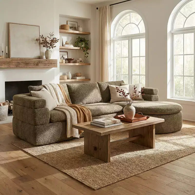 Christopher Knight Home Evelyne 106 Modern 4-Seater L Shaped Sectional Sofas with 3 Pillows
