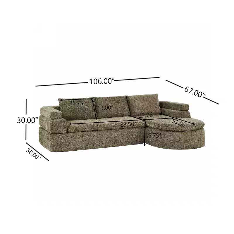 Christopher Knight Home Evelyne 106 Modern 4-Seater L Shaped Sectional Sofas with 3 Pillows