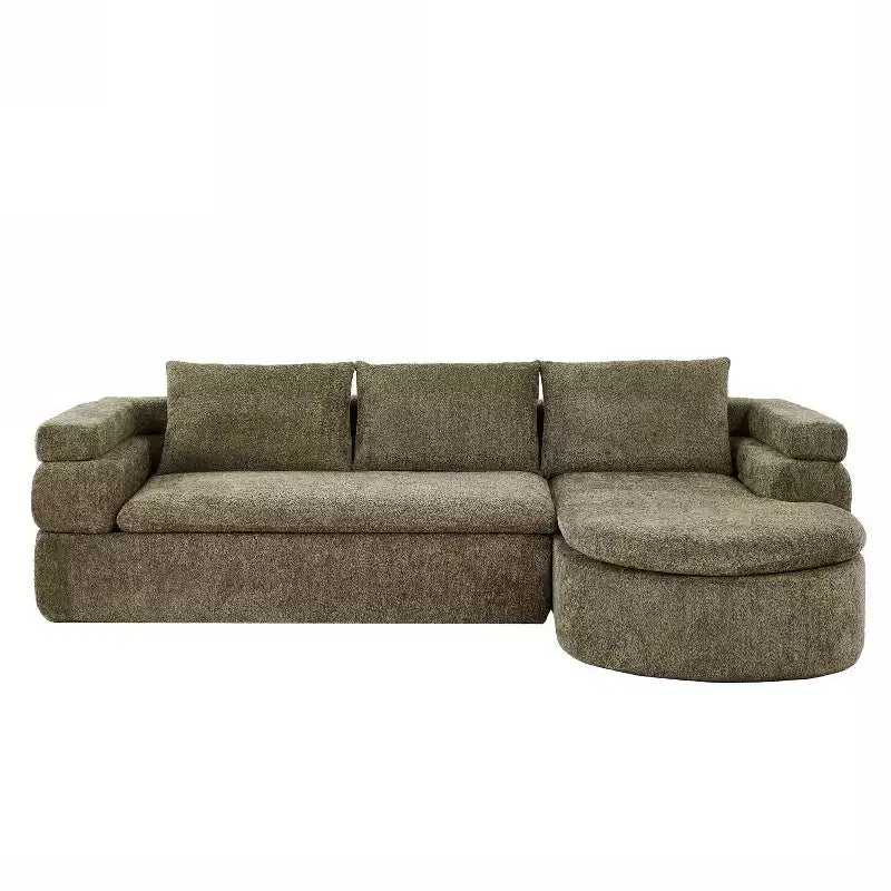 Christopher Knight Home Evelyne 106 Modern 4-Seater L Shaped Sectional Sofas with 3 Pillows