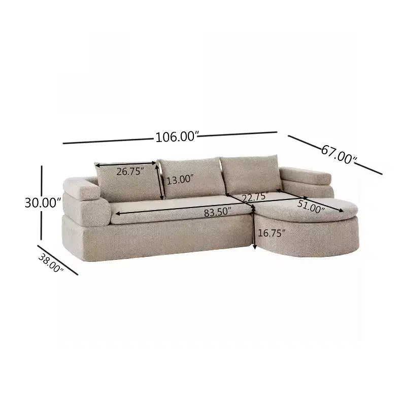 Christopher Knight Home Evelyne 106 Modern 4-Seater L Shaped Sectional Sofas with 3 Pillows