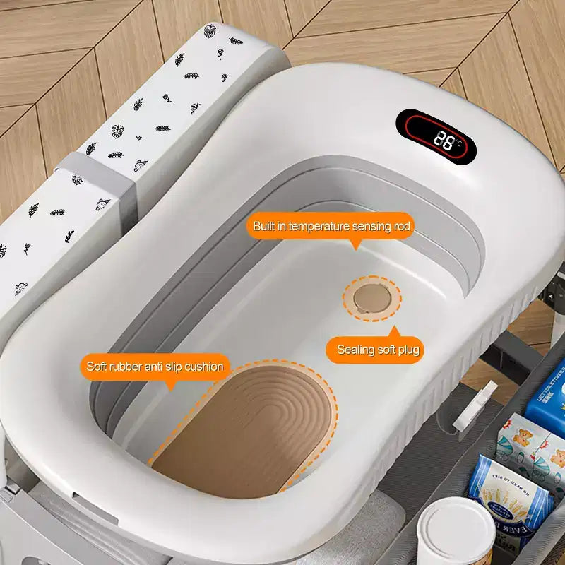 Foalom 2-in-1 Baby Changing Table and Bath Tub,Foldable Design and Storage for Newborn Care.